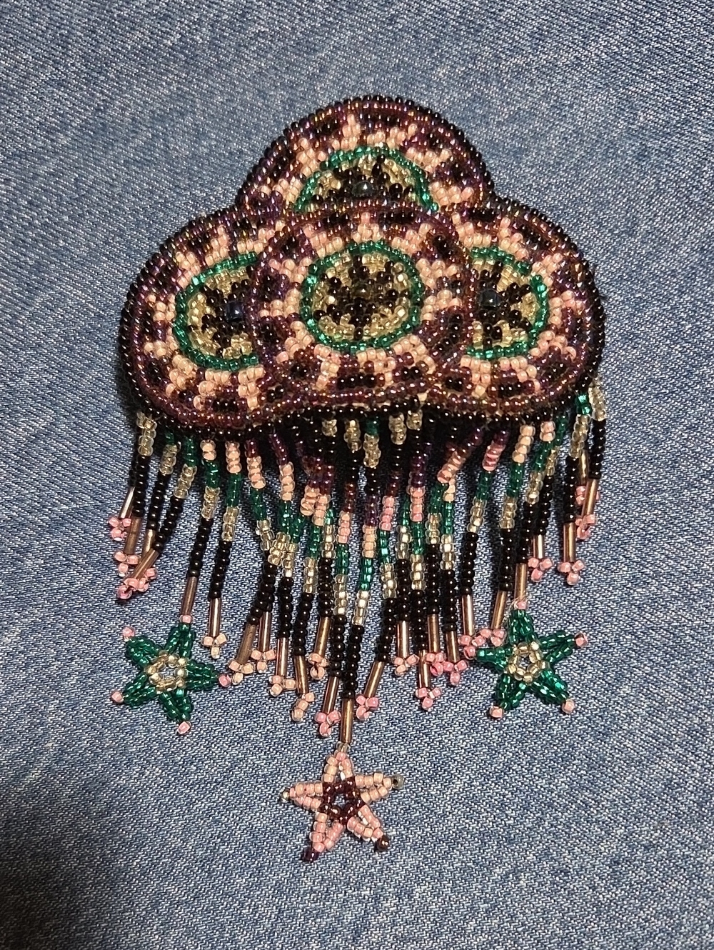 Beaded Hair Clip,black,pink,green.